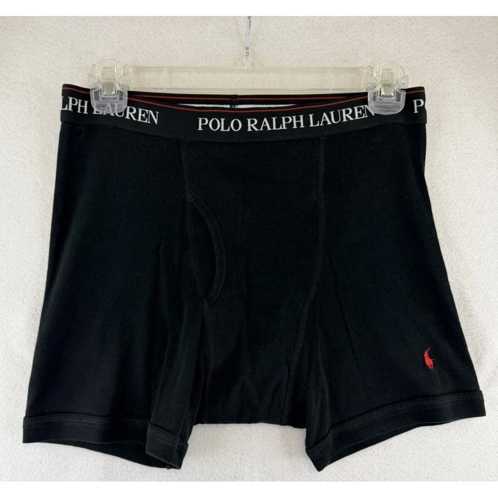 Polo Ralph Lauren Men's Black Cotton Boxer Brief Classic Fit, Size Medium, NWOT‎